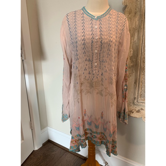 Johnny Was Dusty Rose Jardin Tunic Rayon Large NWT - Picture 3 of 12